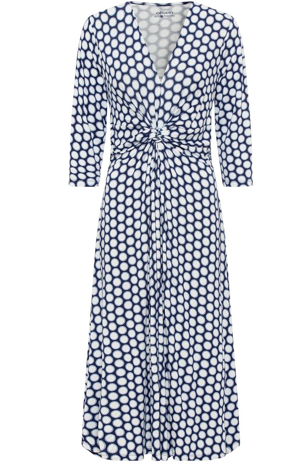 Night Blue Knotted Waist Jersey Dress