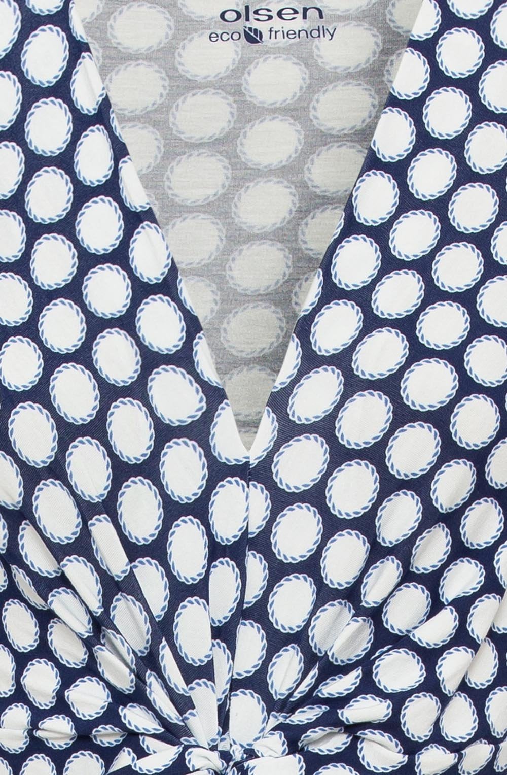 Night Blue Knotted Waist Jersey Dress