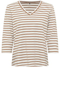 Nougat Striped Hannah V Neck Top