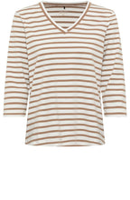 Nougat Striped Hannah V Neck Top