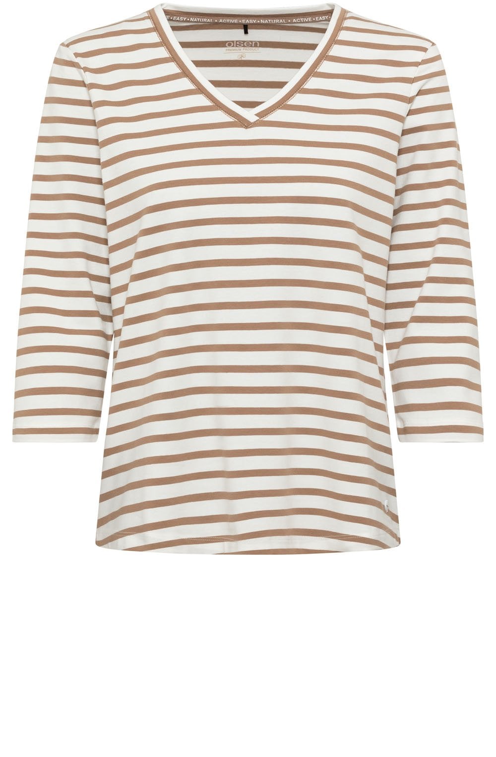 Nougat Striped Hannah V Neck Top