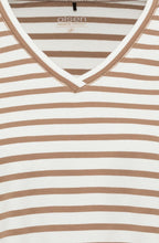 Nougat Striped Hannah V Neck Top