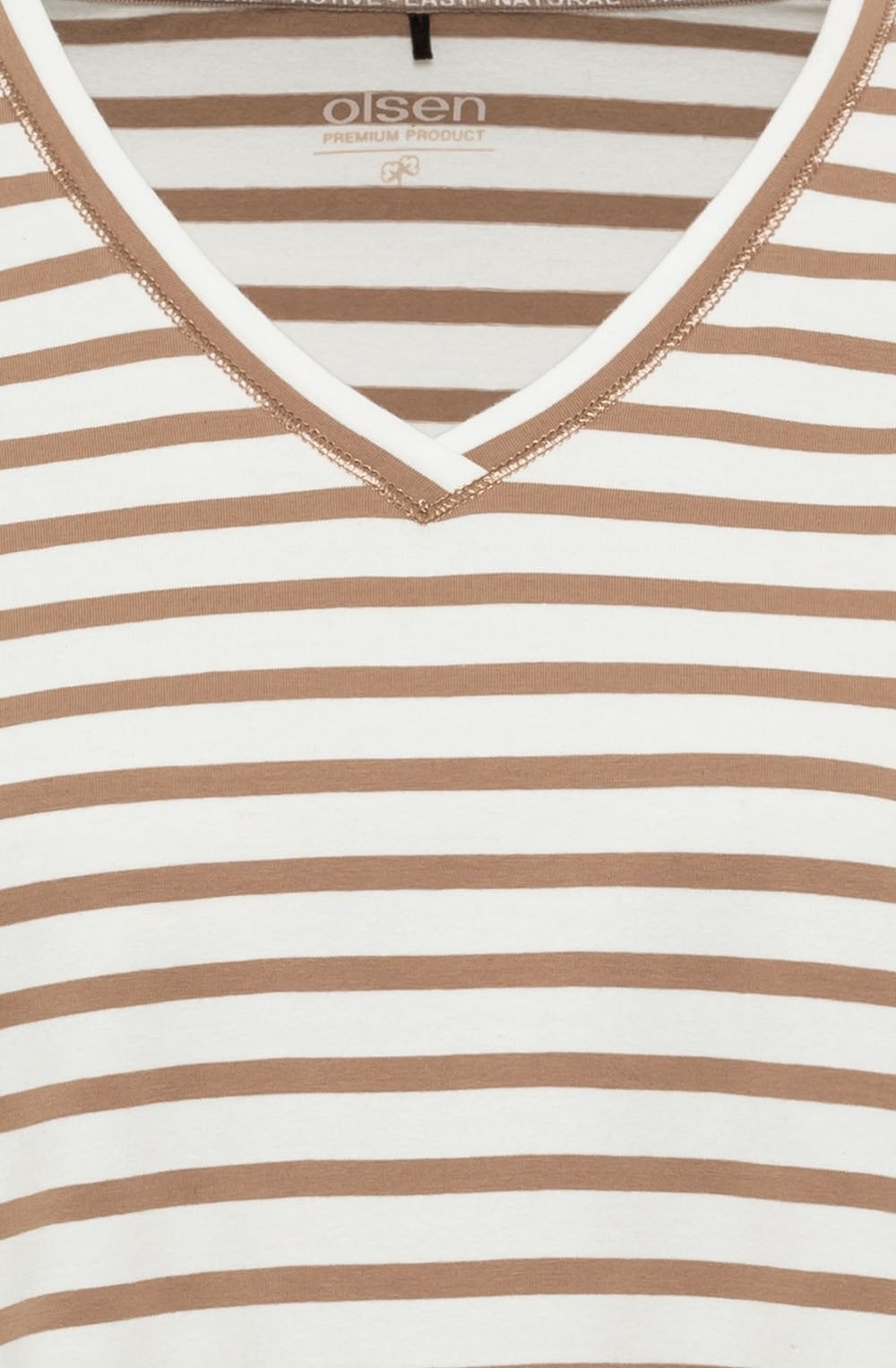Nougat Striped Hannah V Neck Top