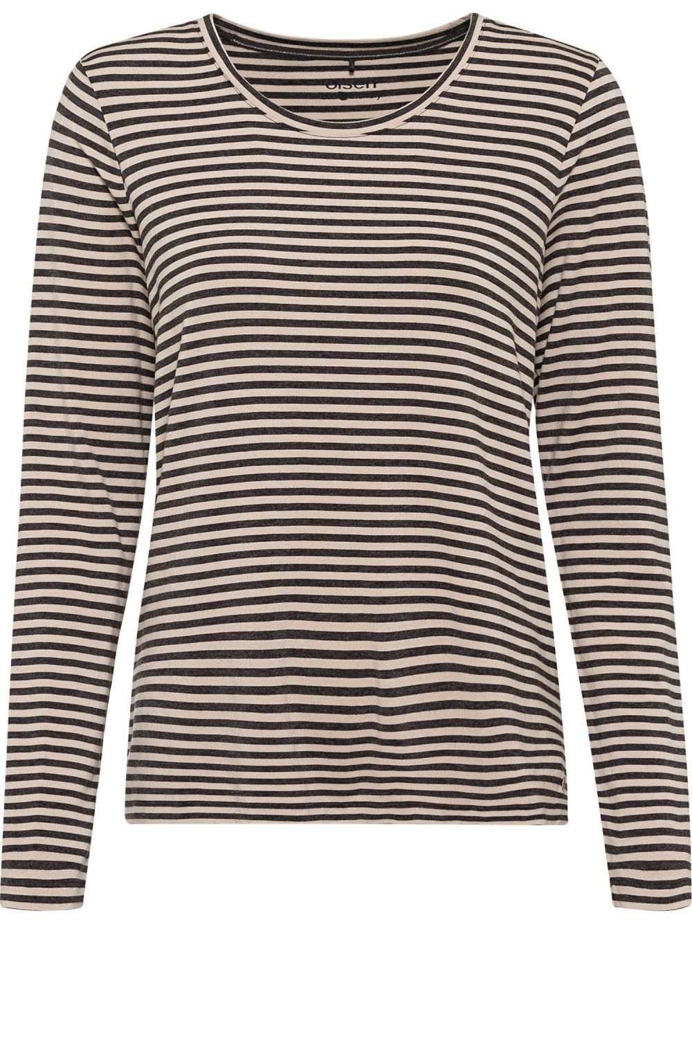 Nude and Charcoal Grey Striped Top