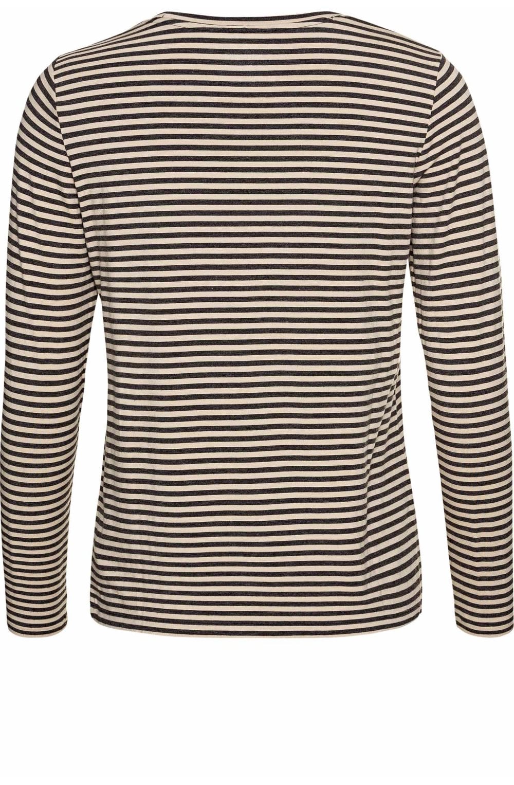 Nude and Charcoal Grey Striped Top