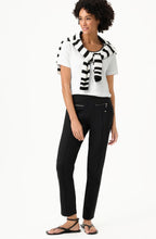 Off White and Black Embroidered Neck Edda T Shirt