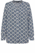 Off White and Blue Floral Diamond Blouse