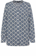 Off White and Blue Floral Diamond Blouse