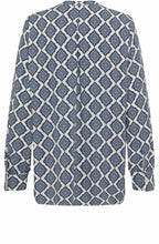 Off White and Blue Floral Diamond Blouse