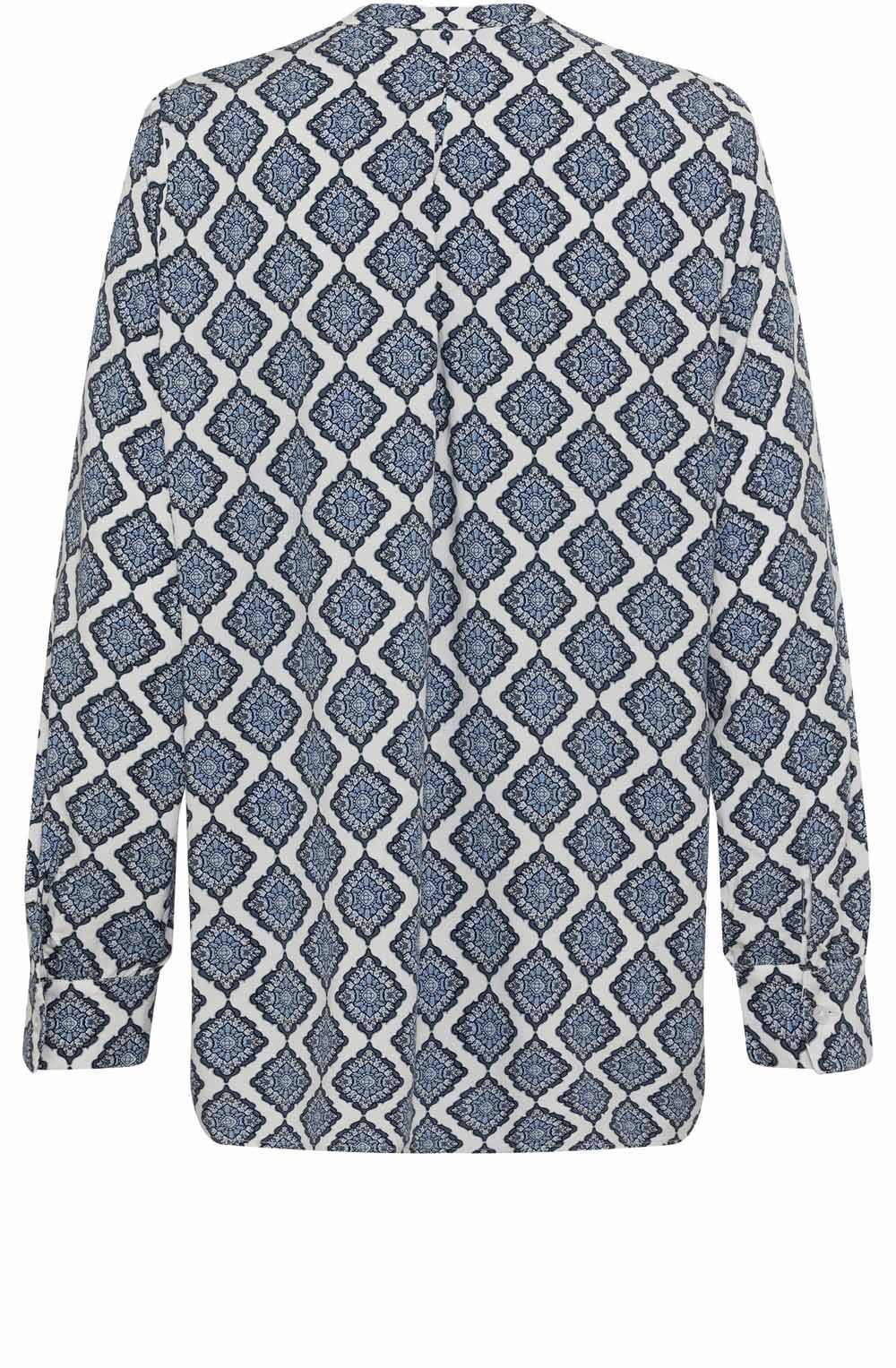 Off White and Blue Floral Diamond Blouse