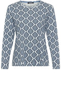 Off White and Blue Floral Diamond Edda Top