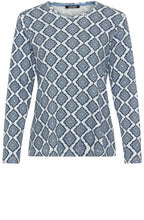 Off White and Blue Floral Diamond Edda Top