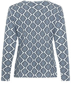 Off White and Blue Floral Diamond Edda Top