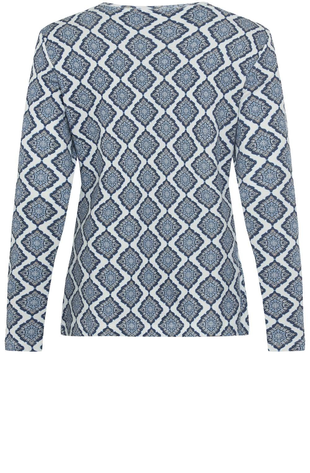 Off White and Blue Floral Diamond Edda Top