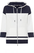 Off White and Ink Blue Cora Hooded Cardigan