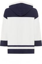 Off White and Ink Blue Cora Hooded Cardigan