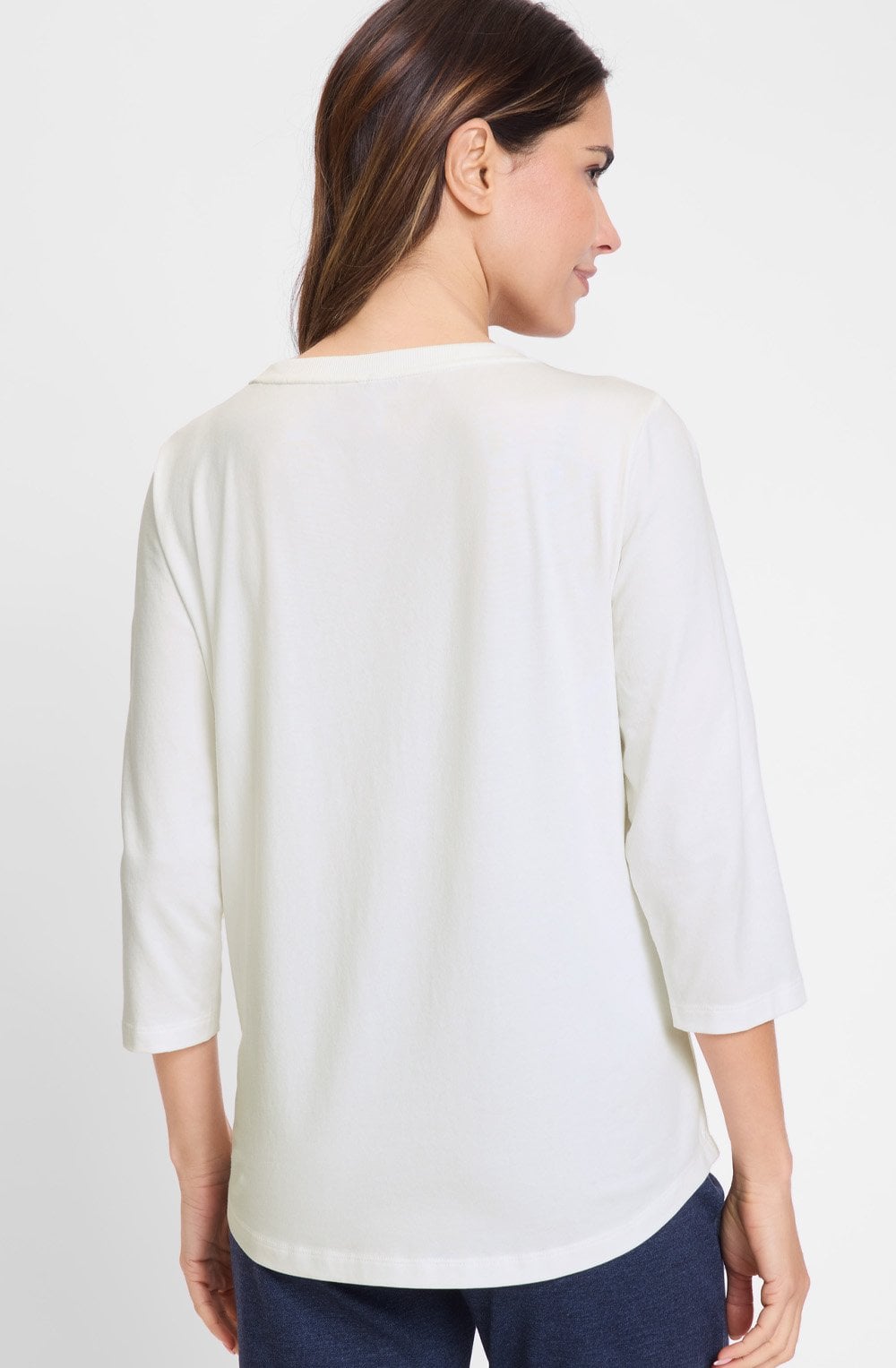 Off White and Light Teal Placement Print Hannah Top