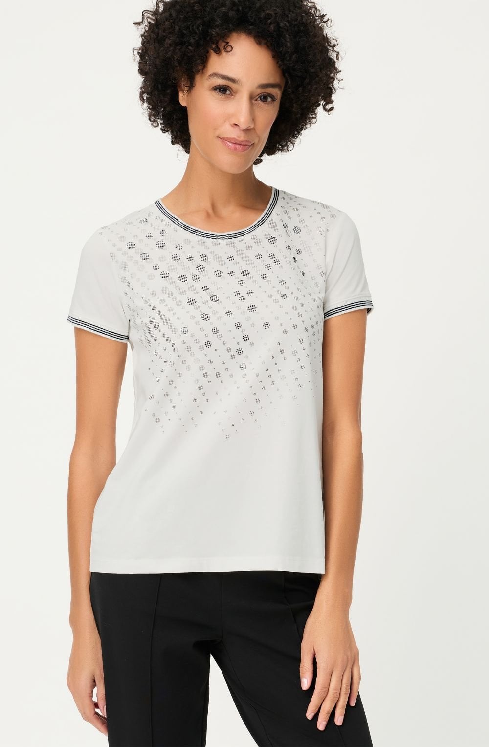 Off White and Silver Black Shimmer Spots Hannah T Shirt