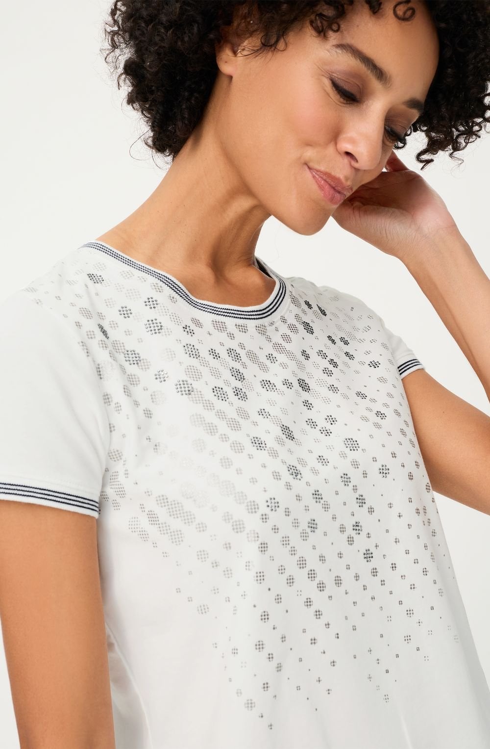Off White and Silver Black Shimmer Spots Hannah T Shirt