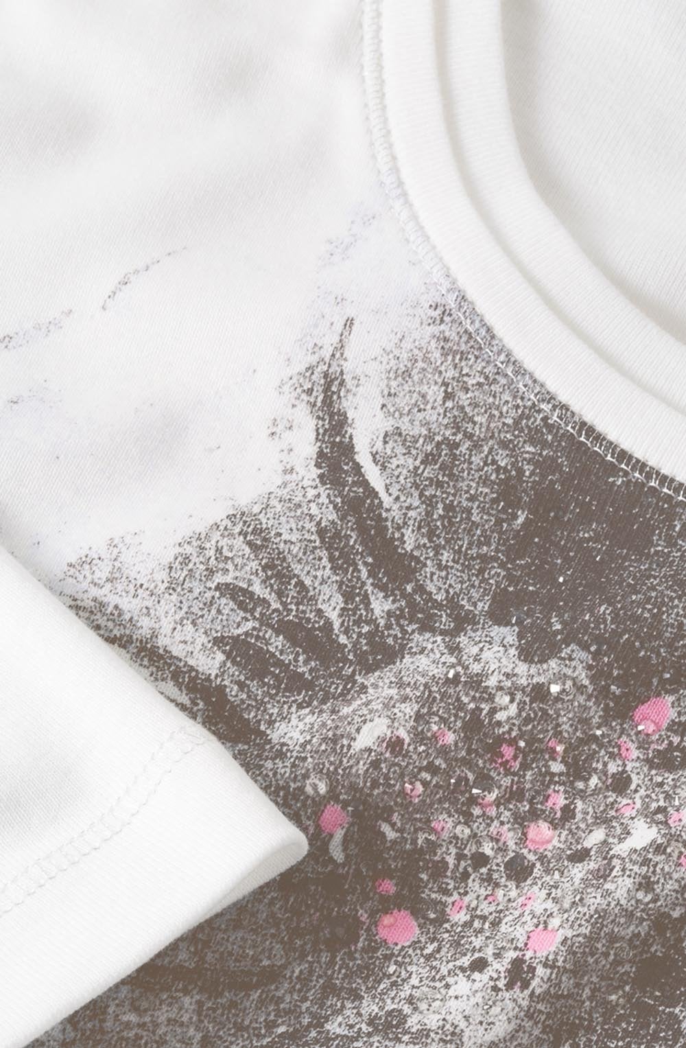 Off White Floral Design Top