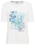 Off White Leaves and Snake Print T Shirt