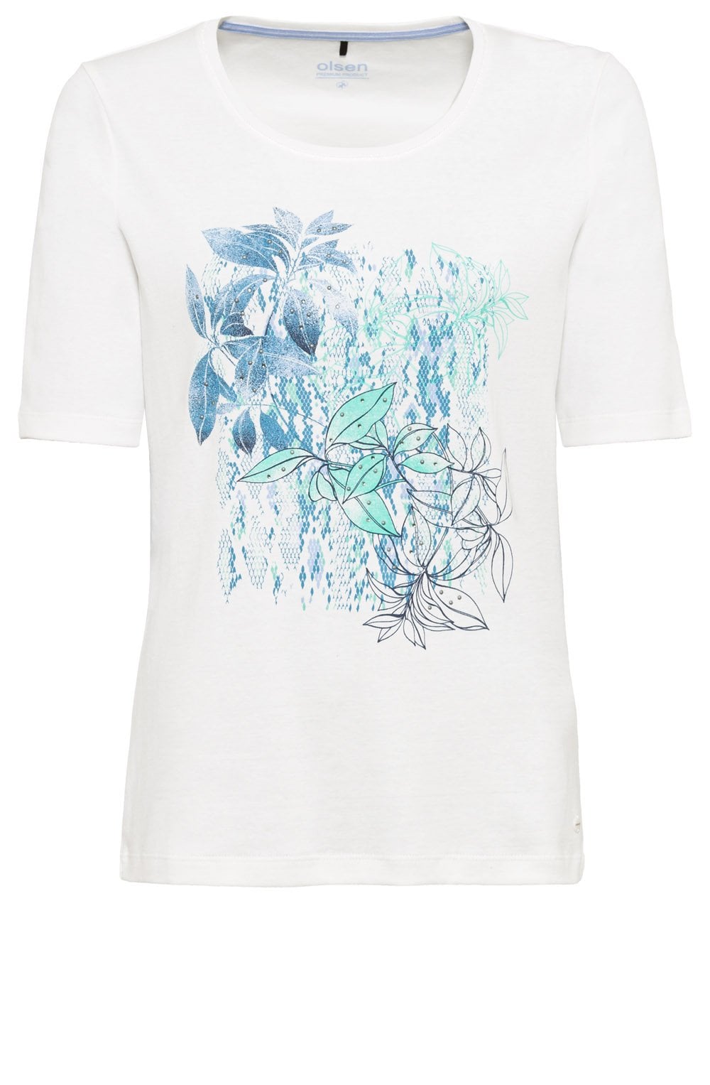 Off White Leaves and Snake Print T Shirt