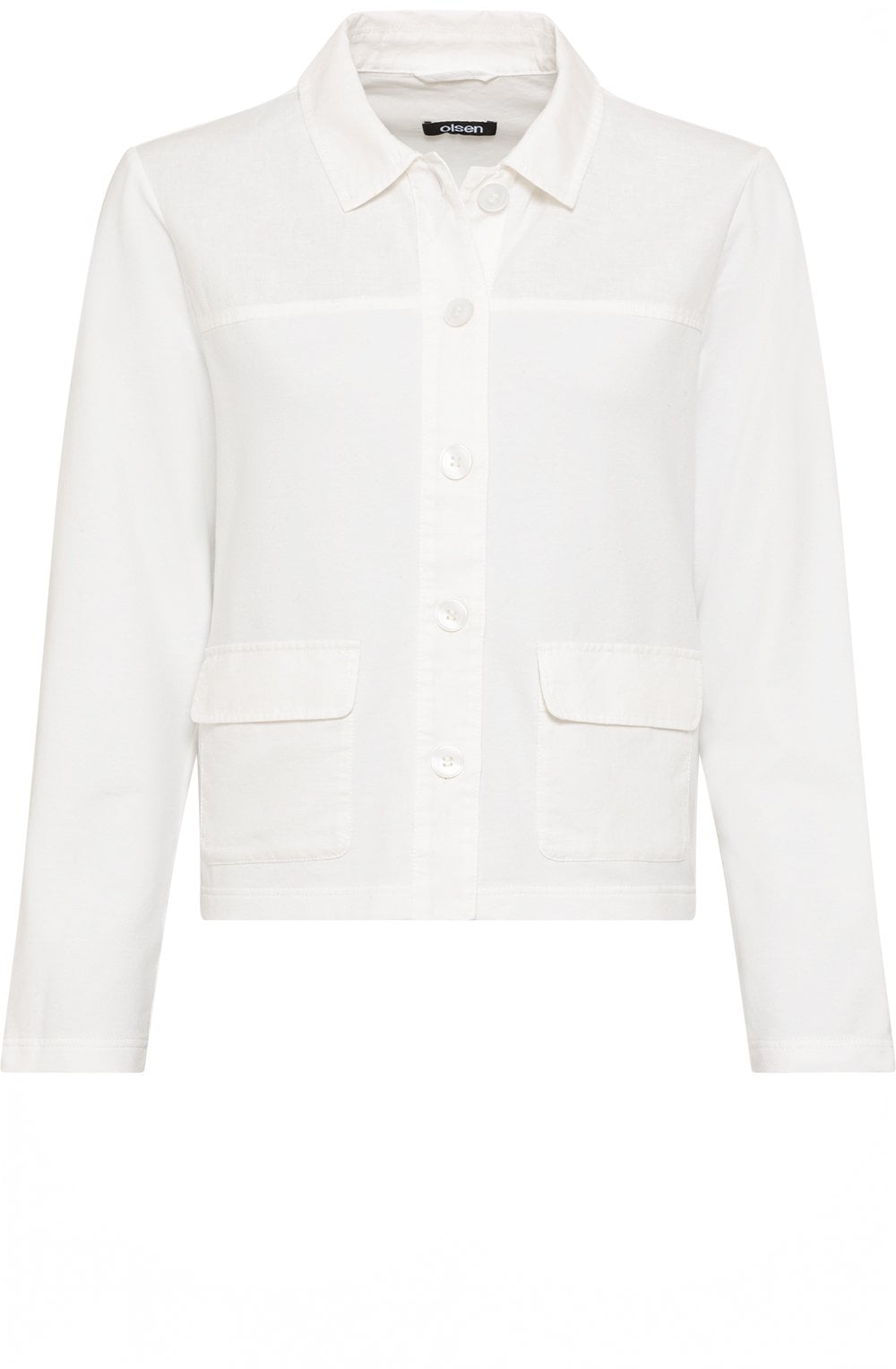 Off White Linen and Cotton Blend Jacket