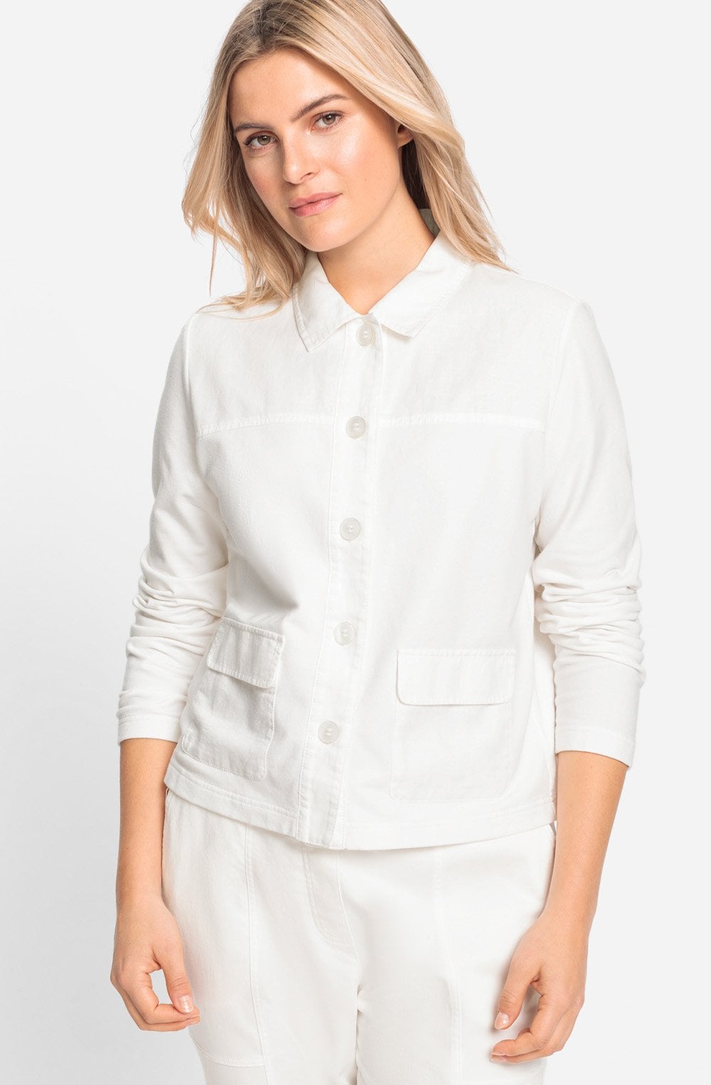 Off White Linen and Cotton Blend Jacket