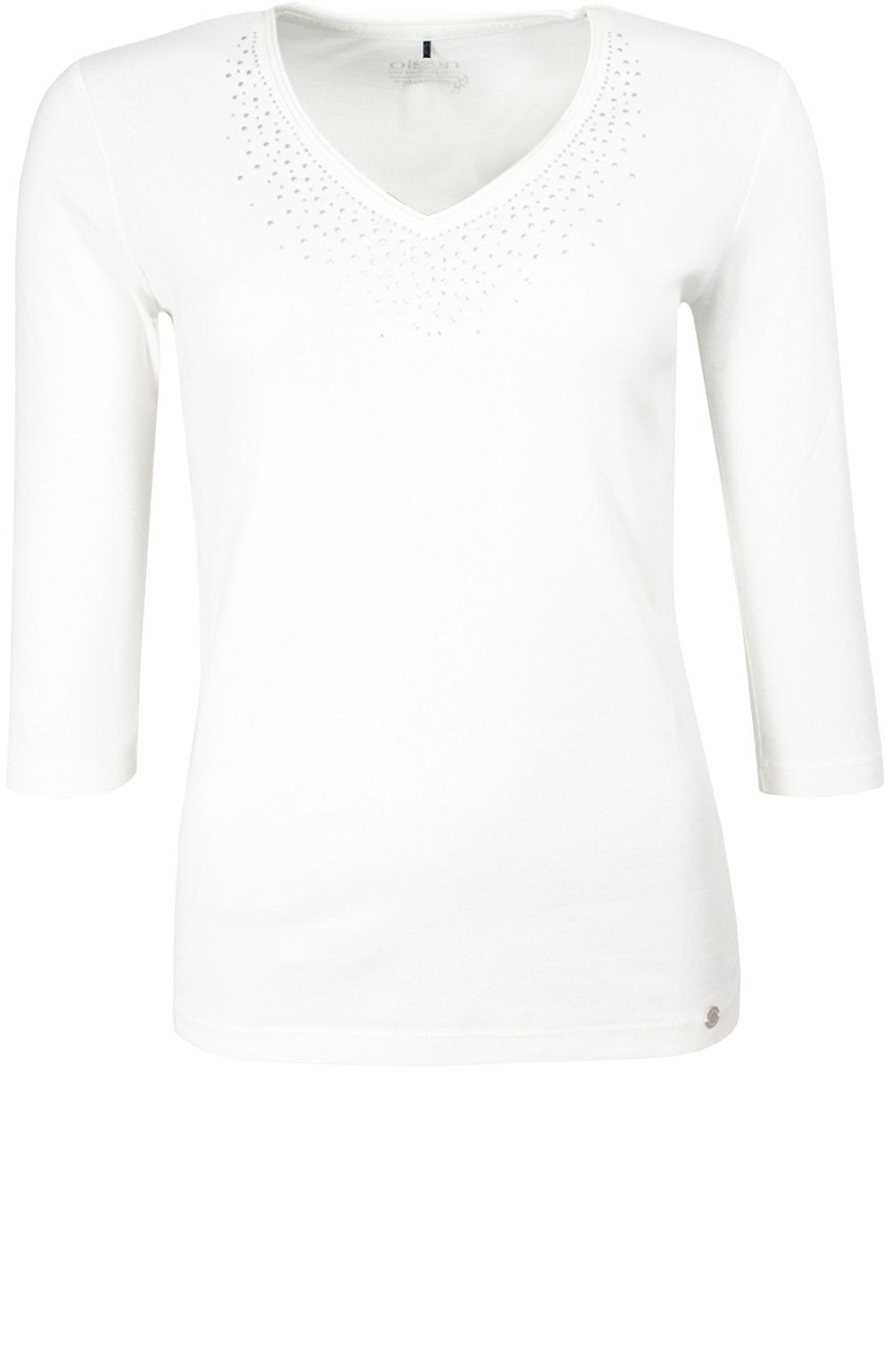 Off White Rhinestone Detailed Top