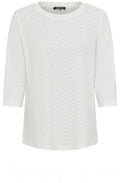 Off White Textured Jersey Round Neck Hannah Top