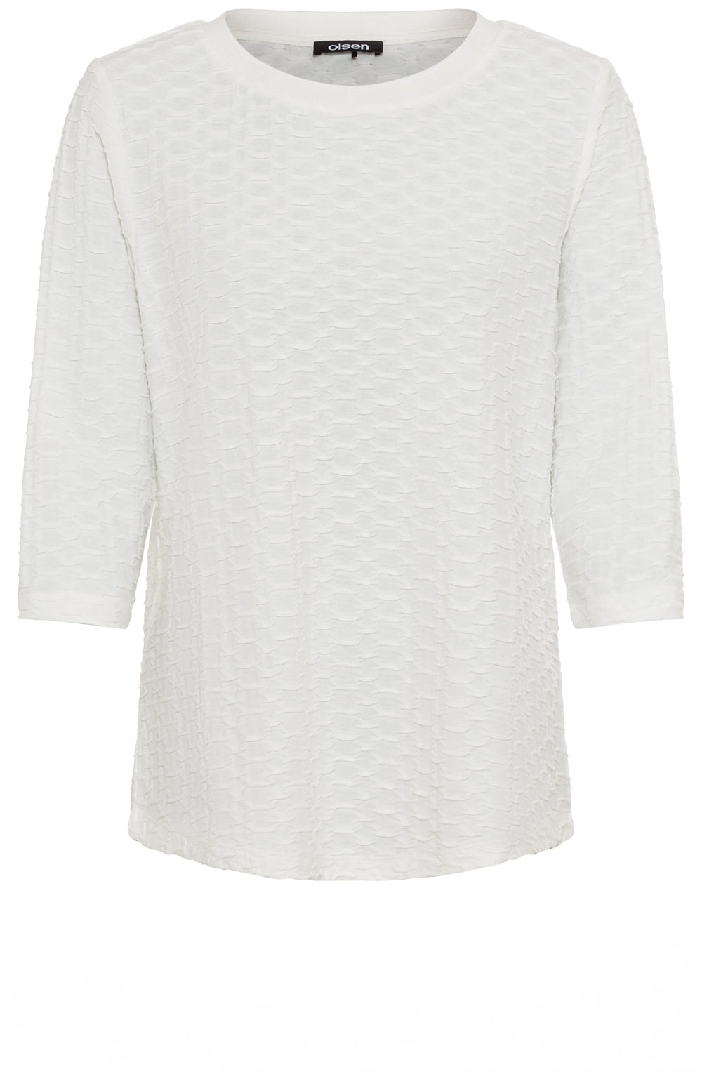Off White Textured Jersey Round Neck Hannah Top