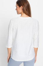 Off White Textured Jersey Round Neck Hannah Top
