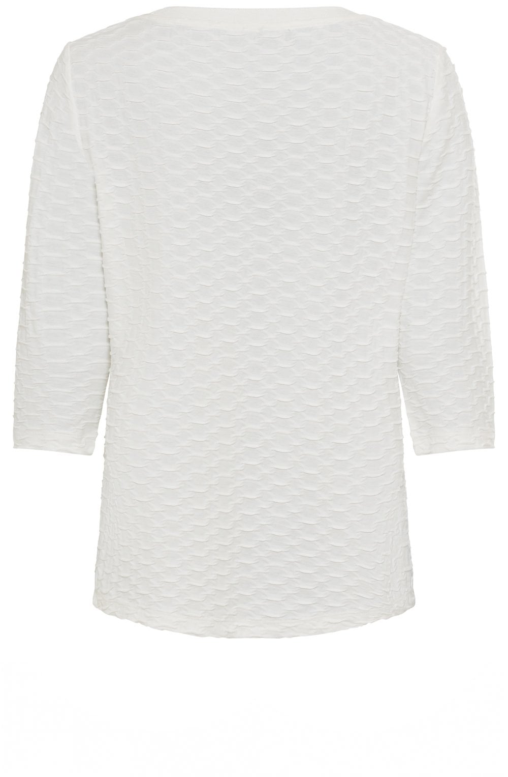 Off White Textured Jersey Round Neck Hannah Top