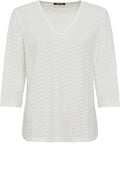 Off White Textured Jersey V Neck Hannah Top