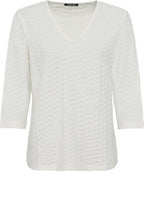 Off White Textured Jersey V Neck Hannah Top