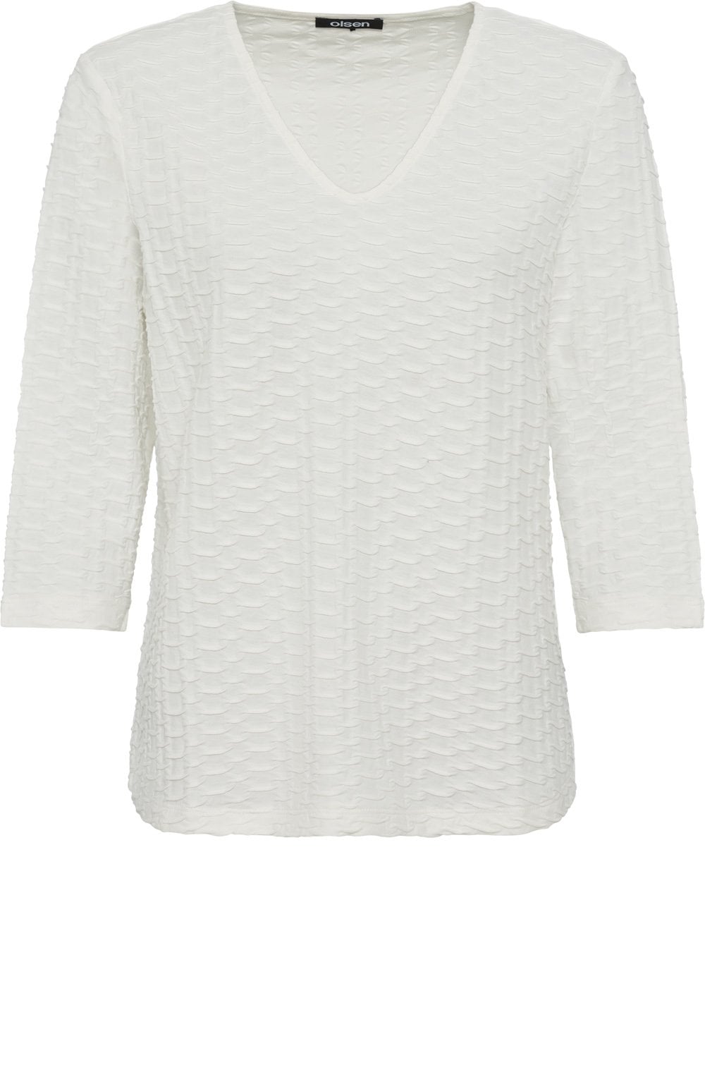 Off White Textured Jersey V Neck Hannah Top