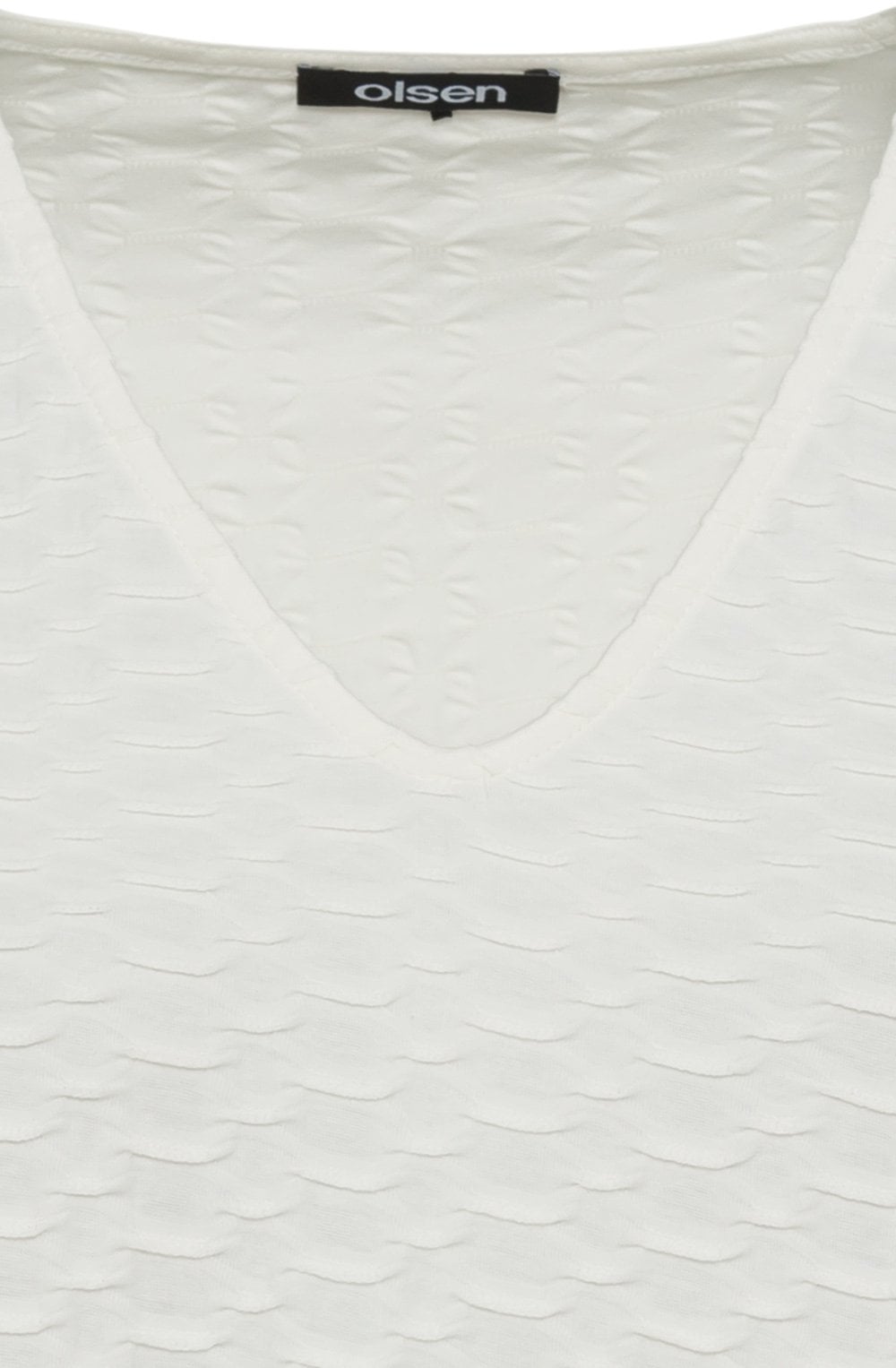 Off White Textured Jersey V Neck Hannah Top