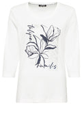 Off White Top with Navy Flower Motif