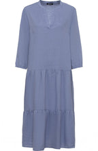 Pacific Blue Tiered Linen Dress