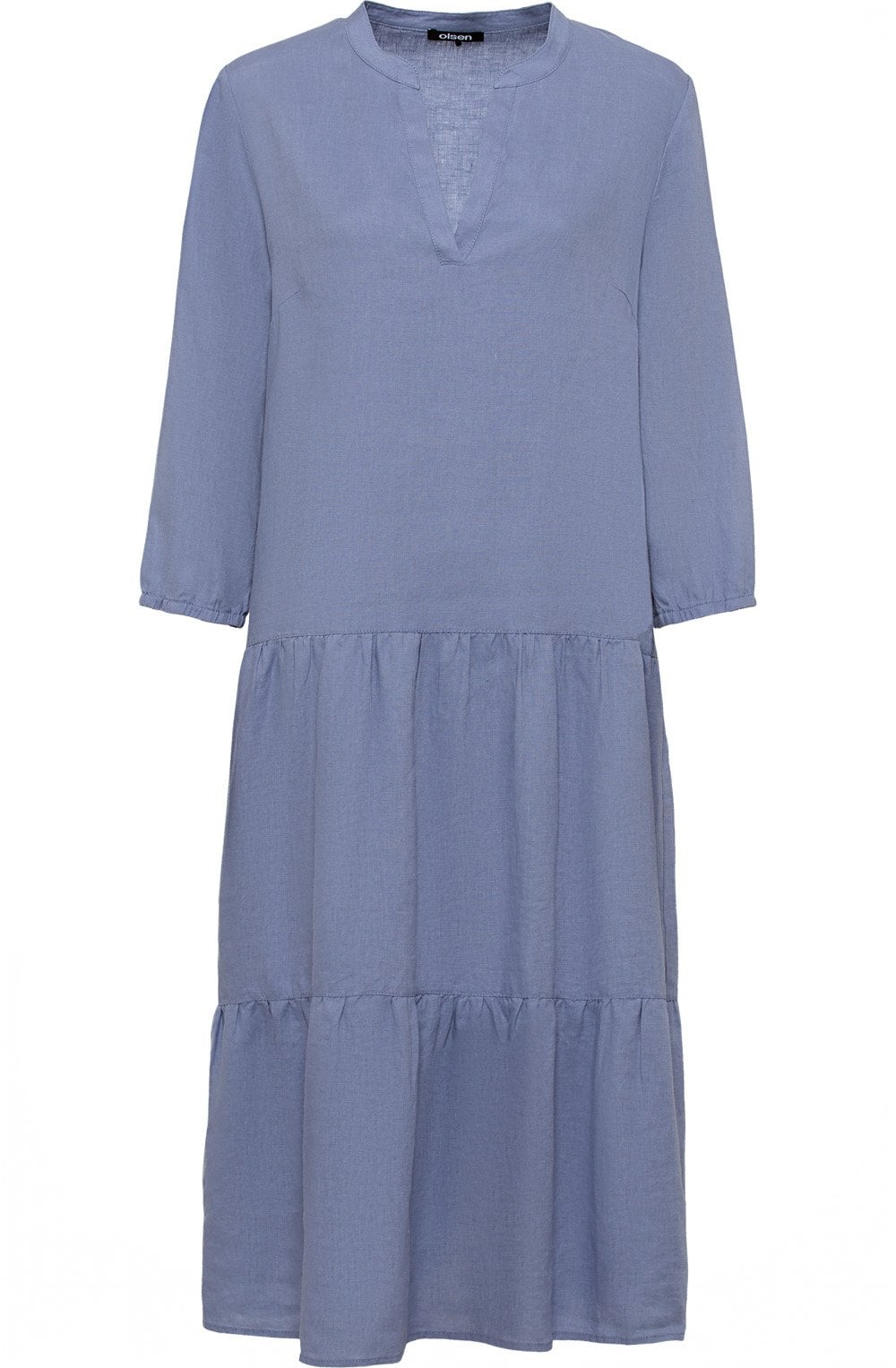 Pacific Blue Tiered Linen Dress