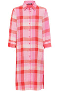 Paradise Pink Checked Linen Shirt Dress