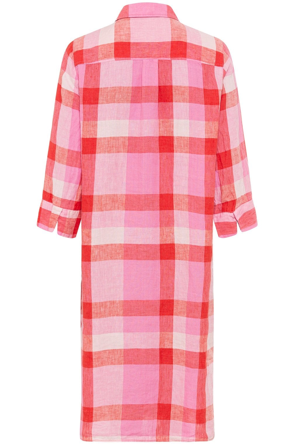 Paradise Pink Checked Linen Shirt Dress