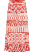 Peach Aztec Print Maxi Skirt
