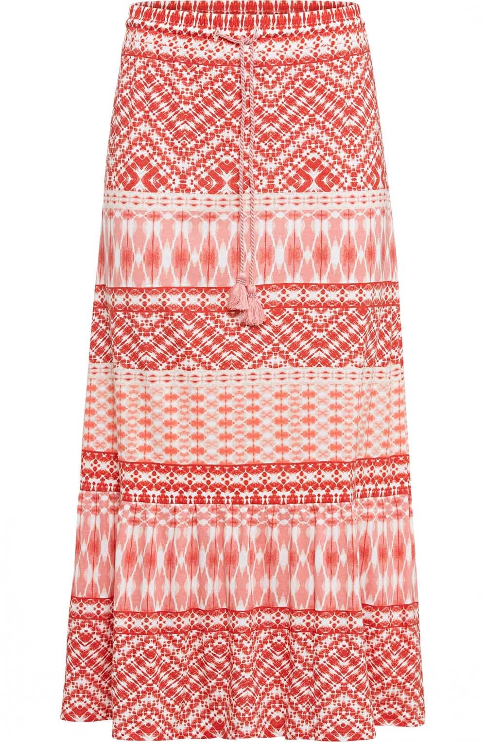 Peach Aztec Print Maxi Skirt