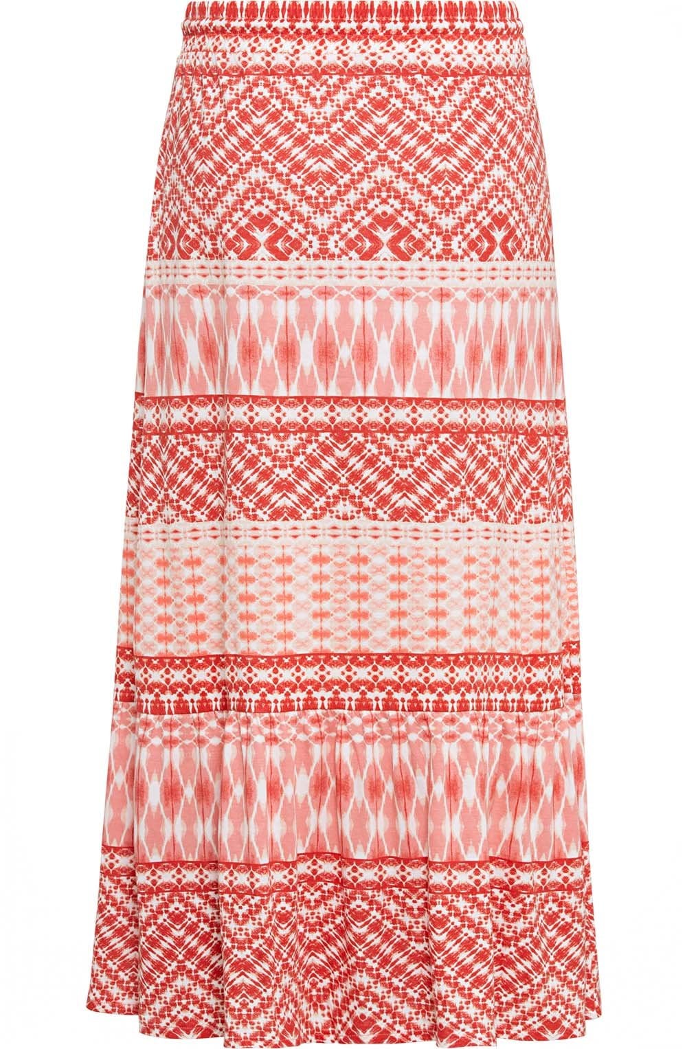 Peach Aztec Print Maxi Skirt