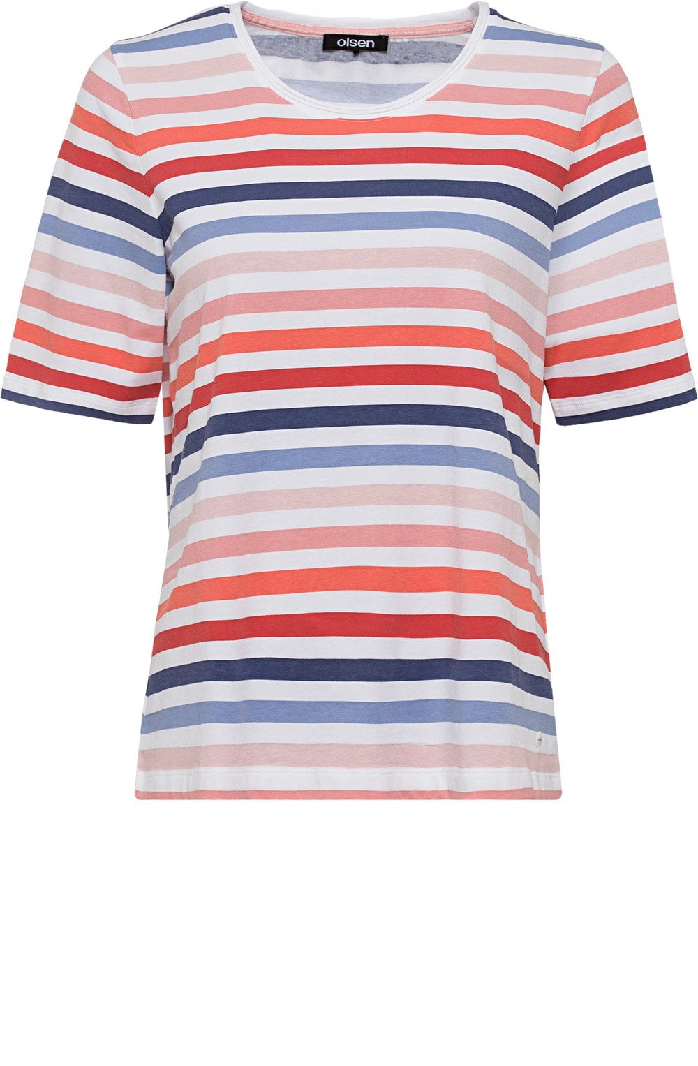 Peach Blush and Blue Striped T shirt