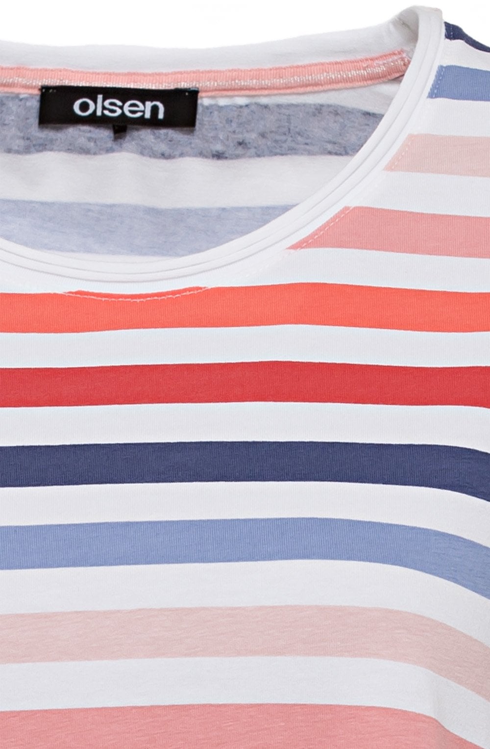 Peach Blush and Blue Striped T shirt