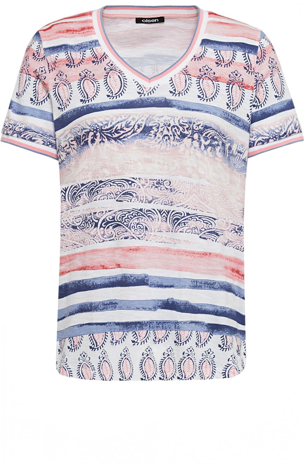 Peach Blush Paisley Stripe T Shirt