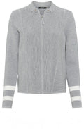 Pearl Grey and Silver Detail Ribbed Cardigan