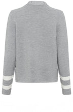 Pearl Grey and Silver Detail Ribbed Cardigan